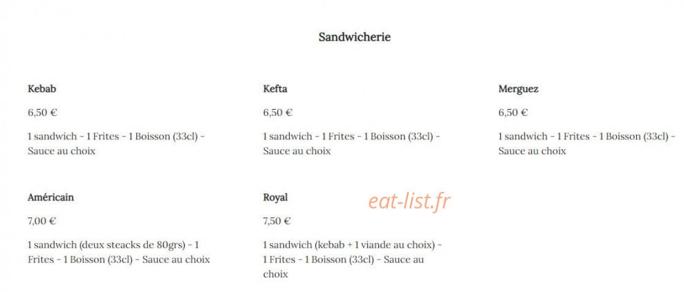 Les Saveurs de la Madeleine — carte page 1