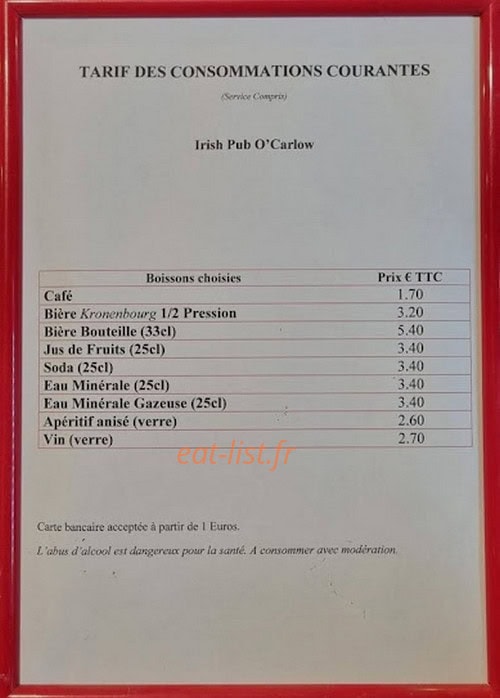 O'Carlow — carte page 1