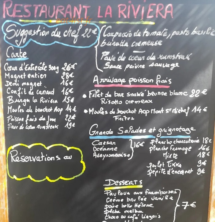 La Riviera Guinguette d'Aigueleze — carte page 1