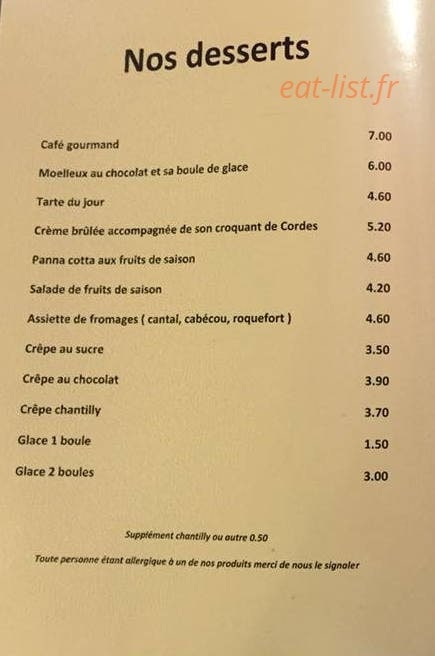 Auberge occitane — carte page 4