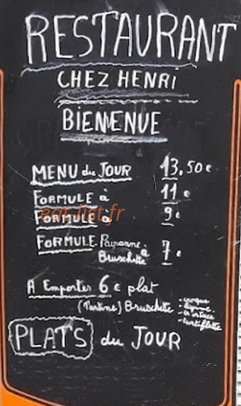 Chez Henri — carte page 1