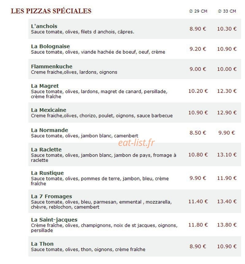 Le Kiosque à Pizzas — carte page 3