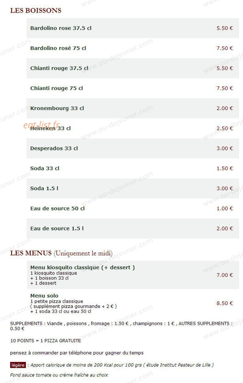 Le Kiosque à Pizzas — carte page 5