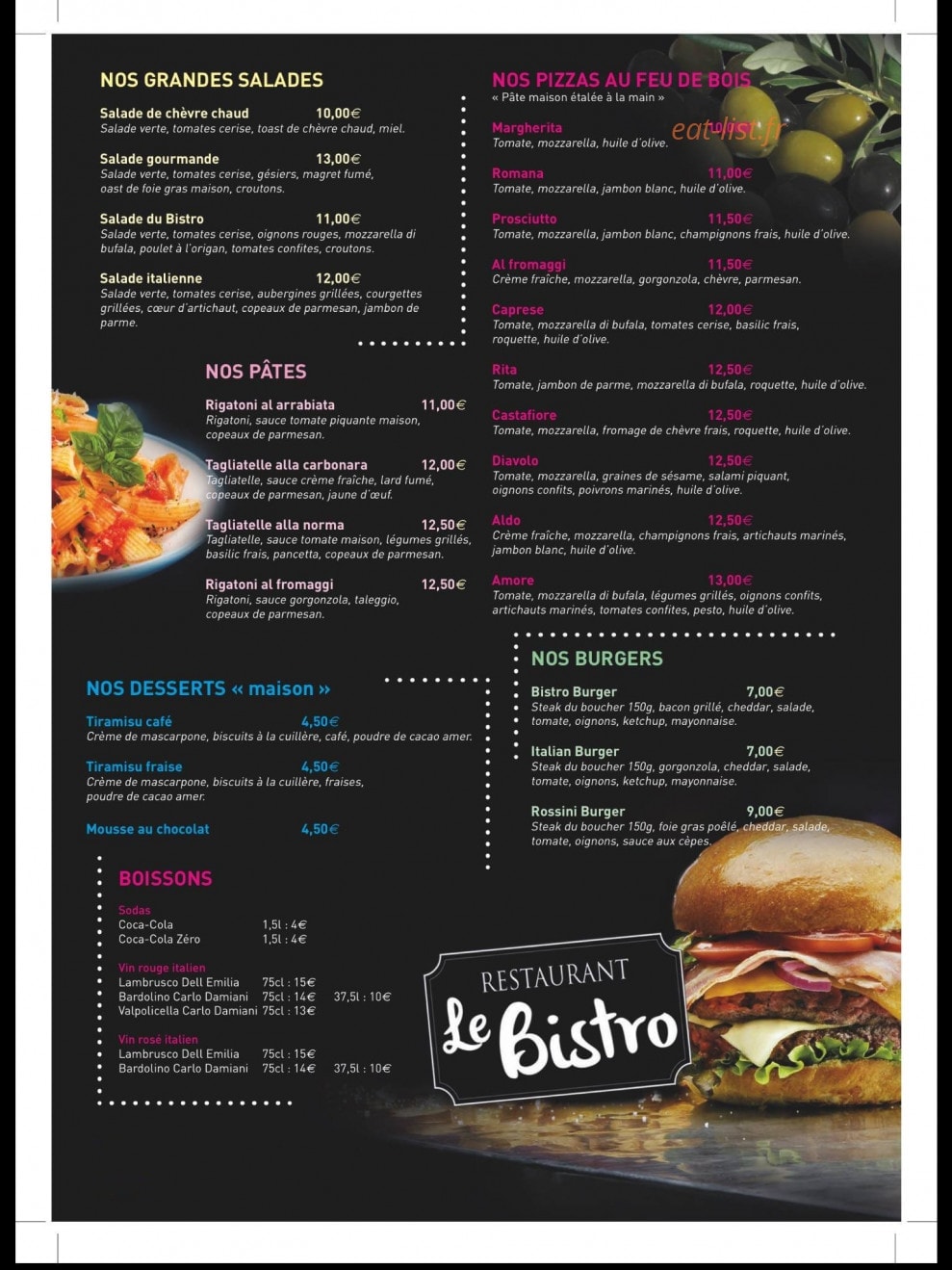Le Bistro — carte page 2