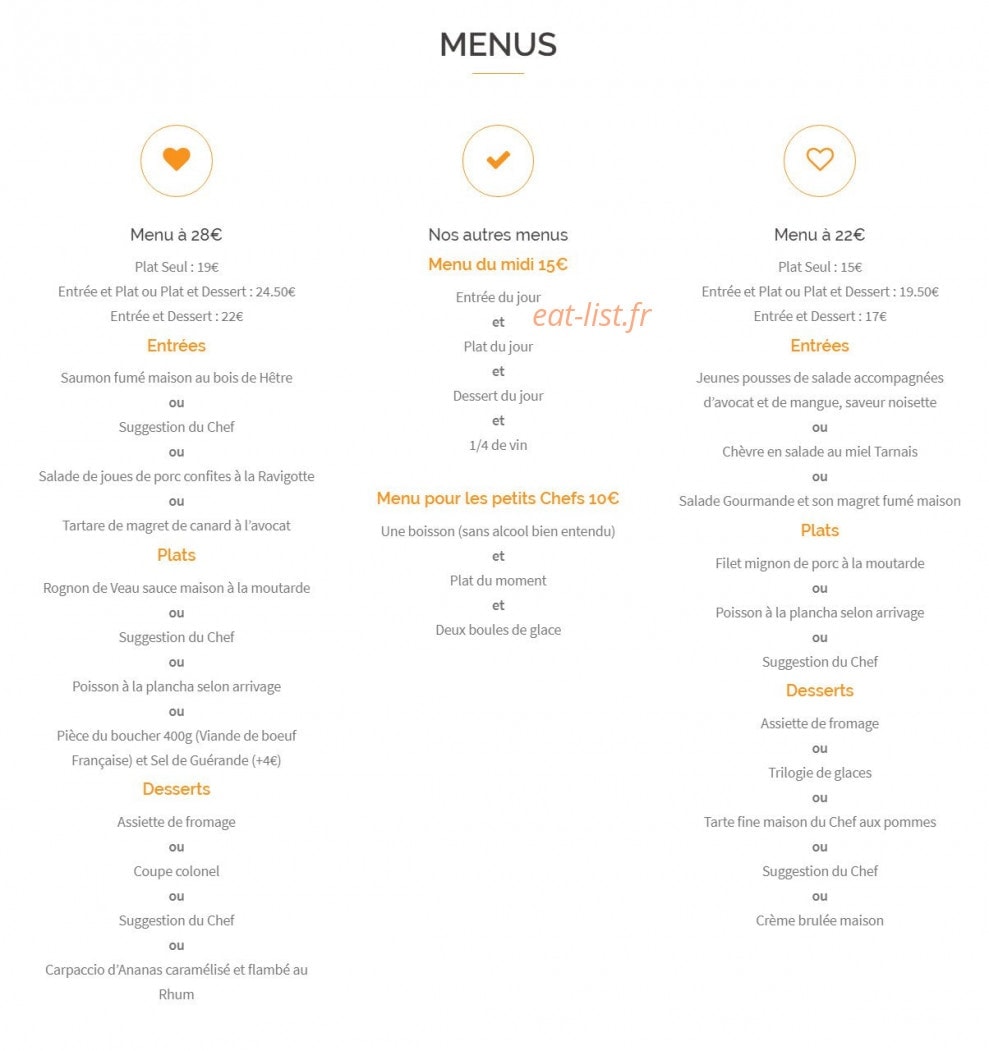 Aux Petits Chefs Gourmands — carte page 1