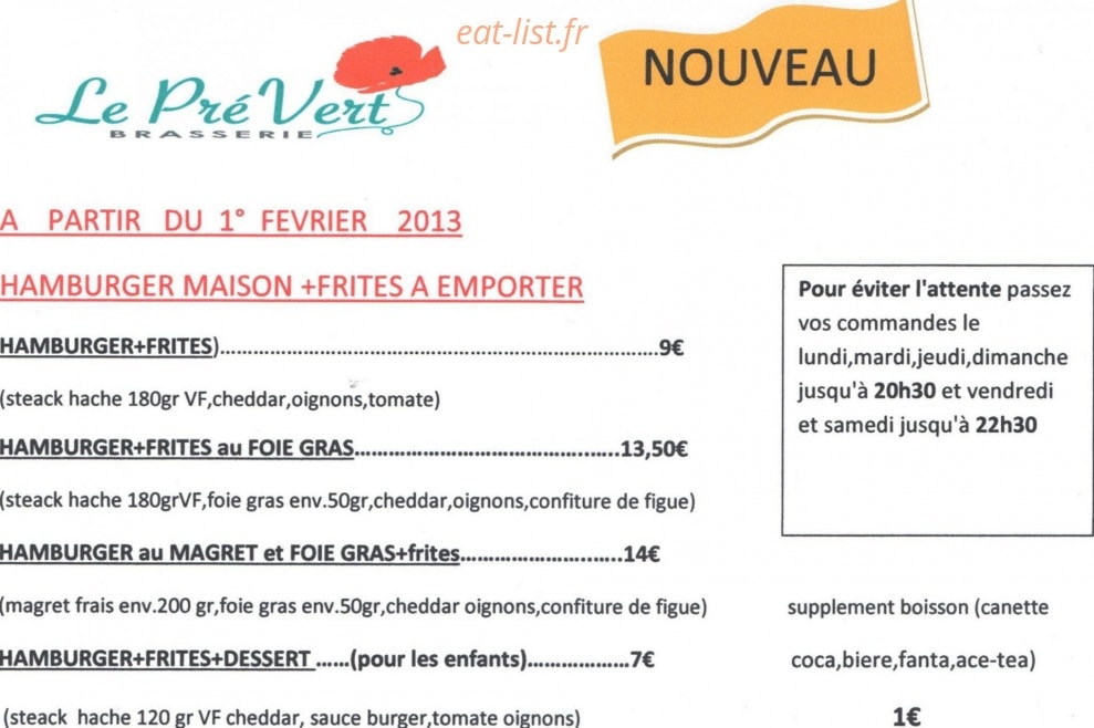 Le Pre Vert — carte page 1