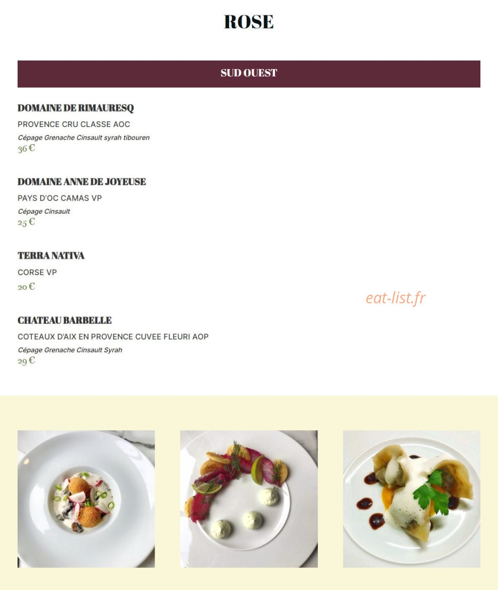 Café Bourbon — carte page 6