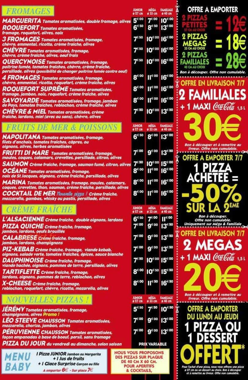 Carnaval Pizza — carte page 2