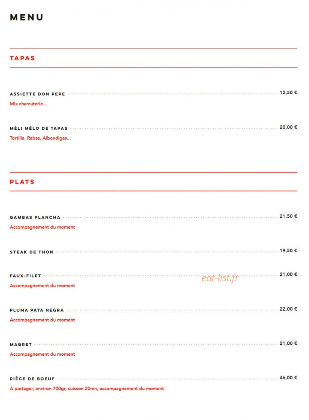Casa Club — carte page 1
