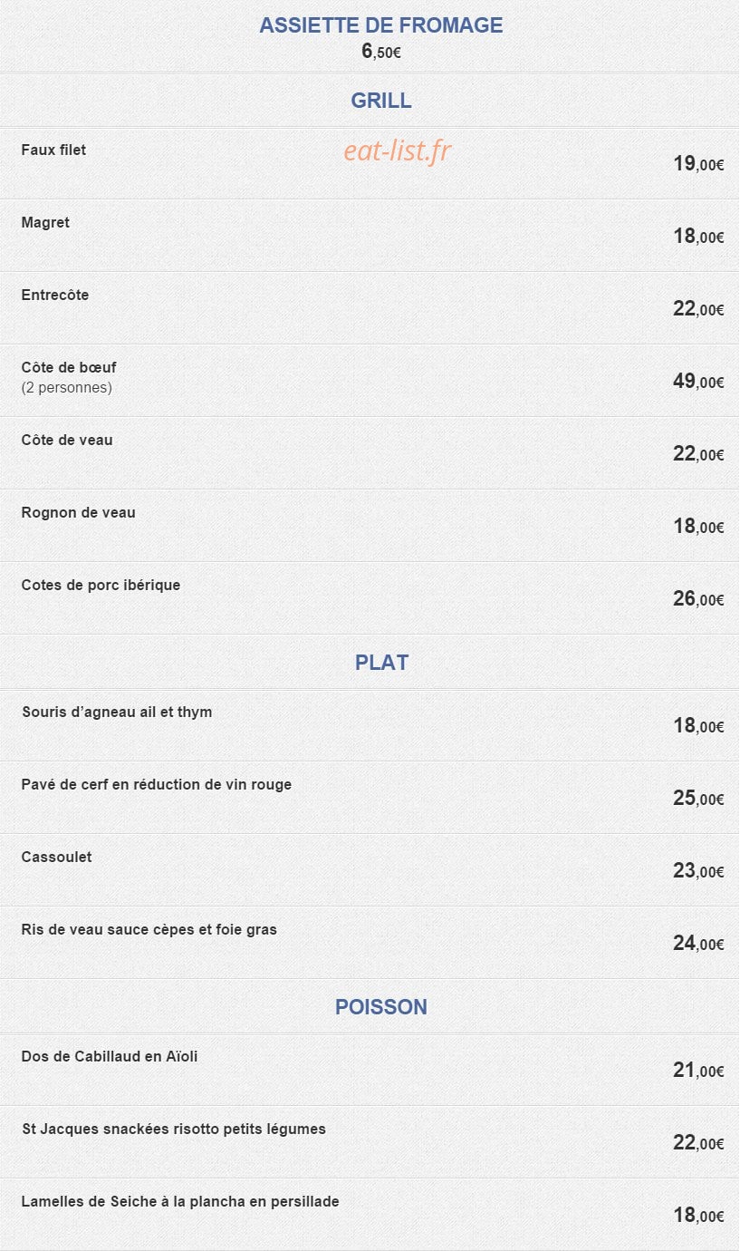 Chez Ernest — carte page 1