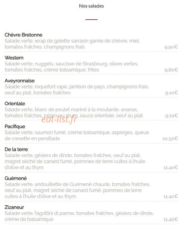 Crêperie Arcadia — carte page 2