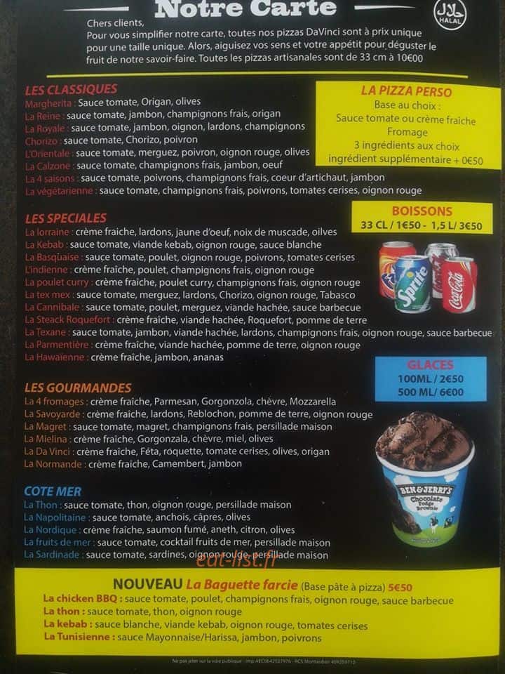 Da Vinci Pizza — carte page 2