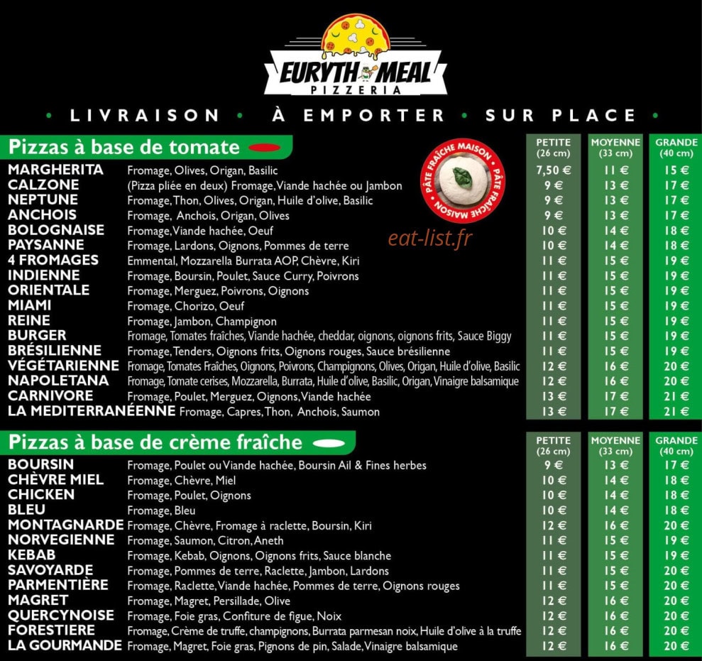 Euryth’Meal — carte page 1