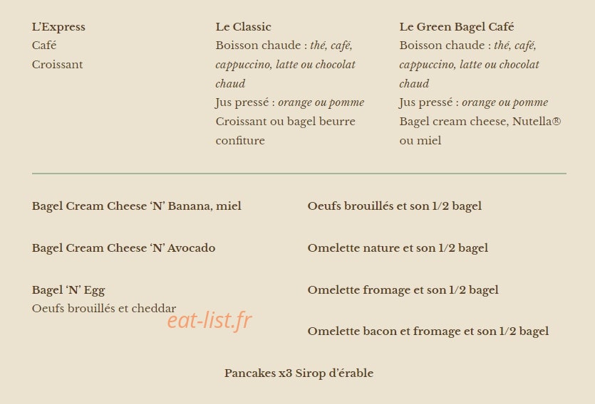 Green Bagel — carte page 3