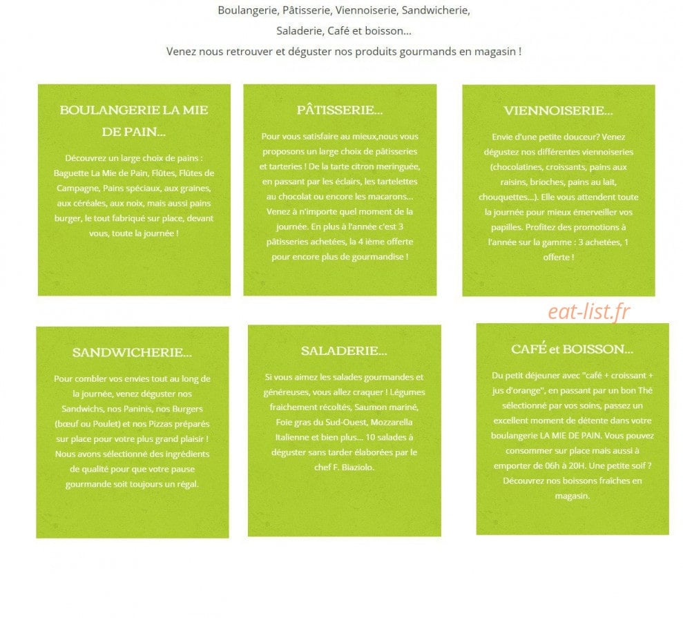 La Mie de Pain — carte page 1