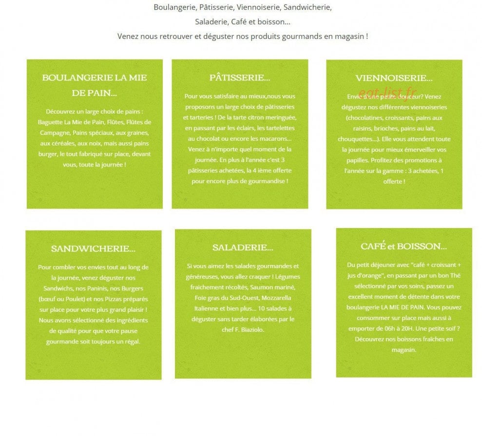 La Mie de Pain — carte page 1