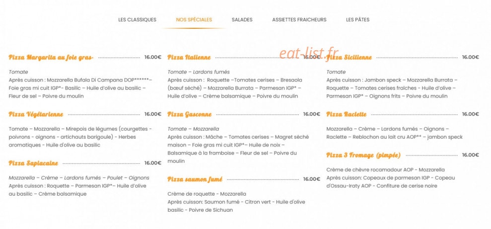 La Tart'in — carte page 2