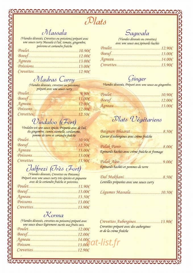 Le Delice Indien — carte page 2
