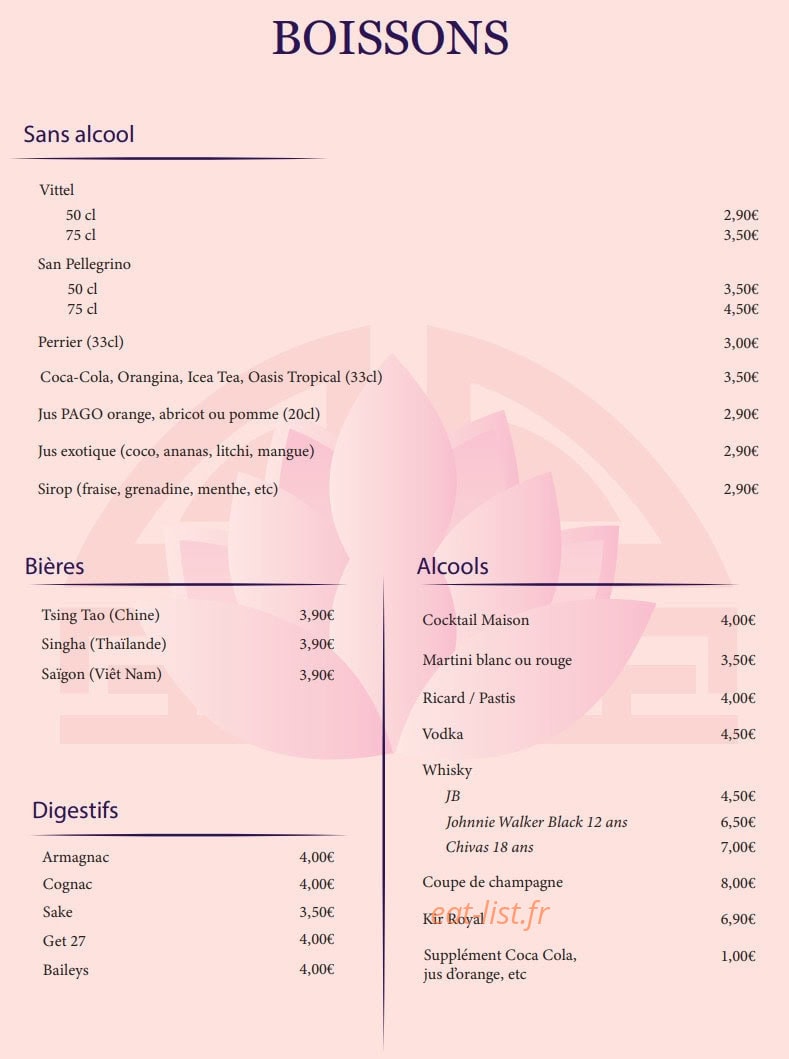 Le Lotus Impérial — carte page 10