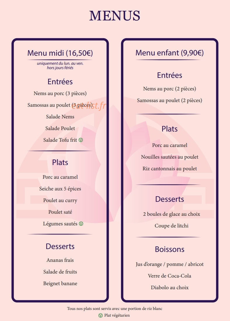 Le Lotus Impérial — carte page 1