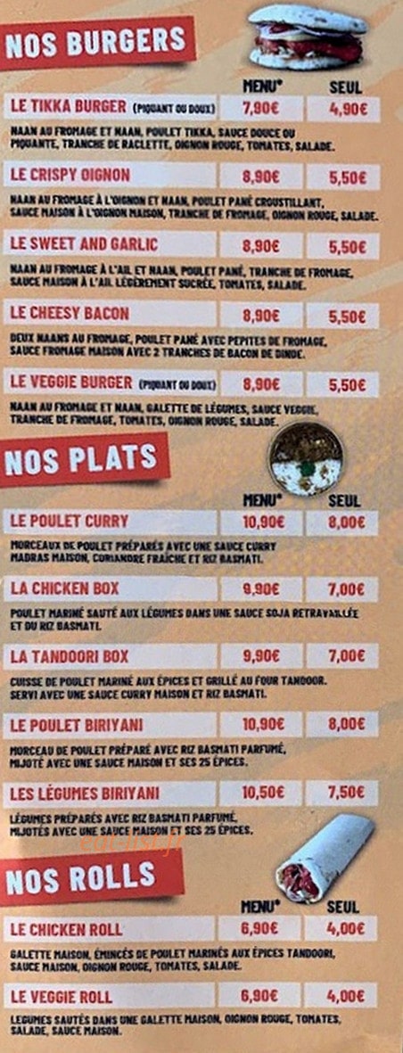 Le Spicy Burger — carte page 1