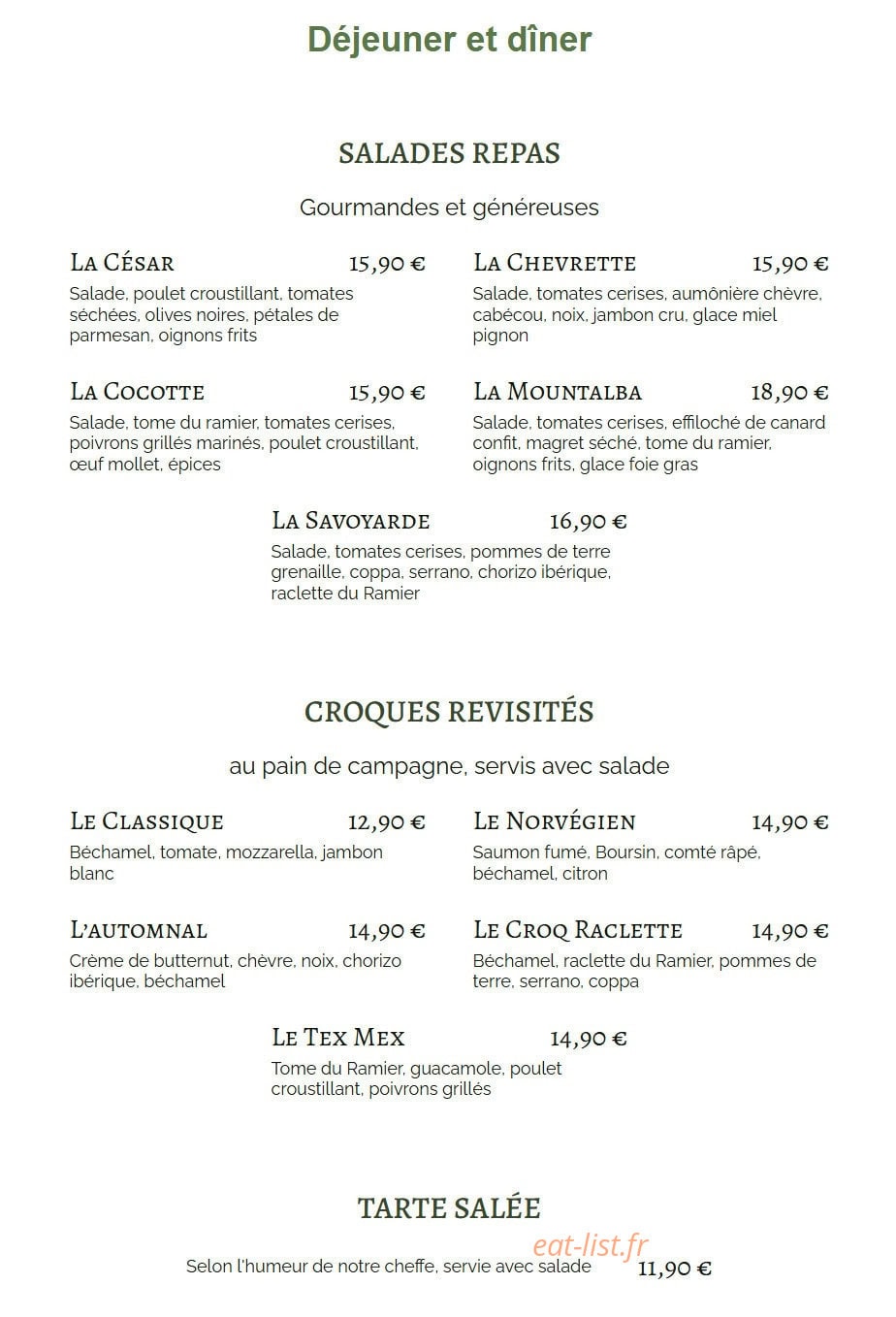 Les Gourmandises de Léa — carte page 1