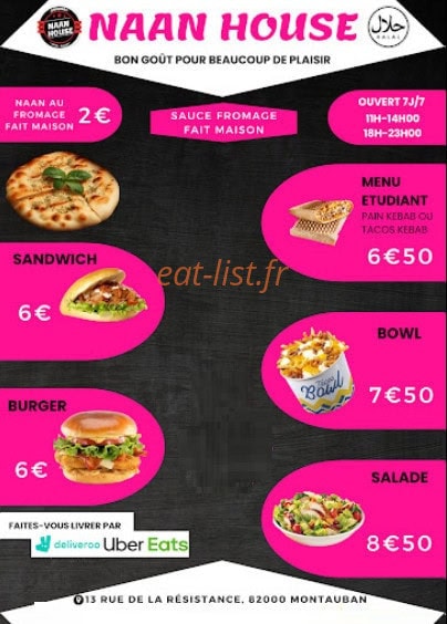 Naan House — carte page 1