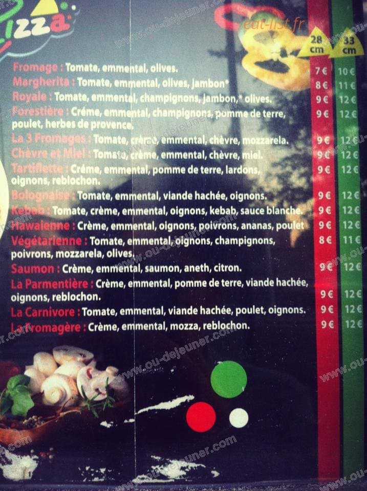 Papa pizz' — carte page 1
