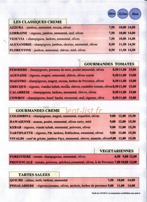 pizza vésuvia 82 — carte page 2