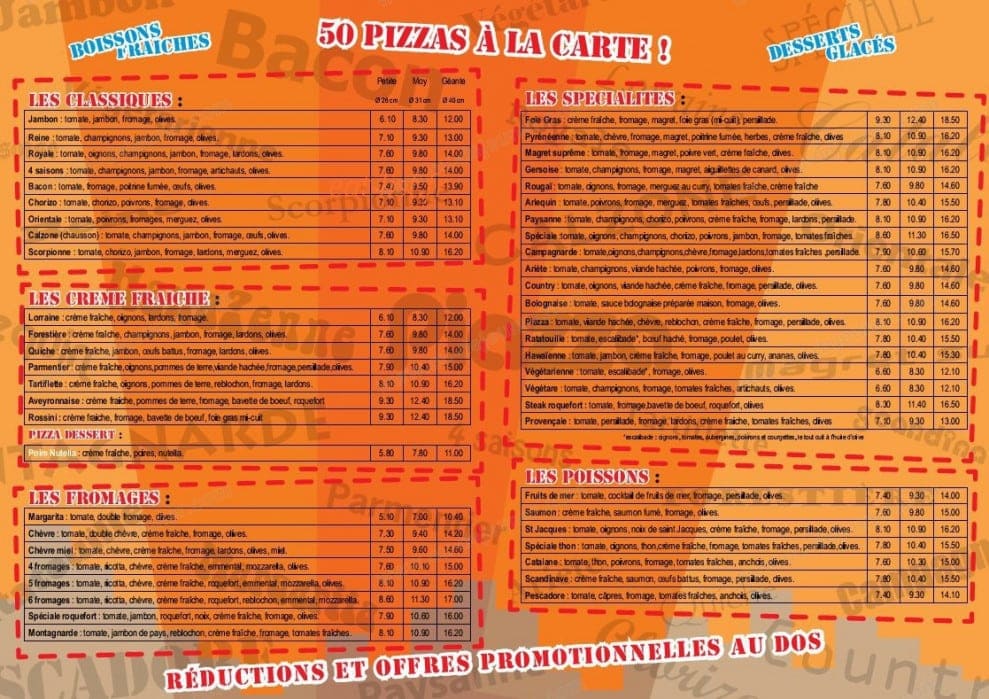 Pizzeria le Piazza — carte page 1