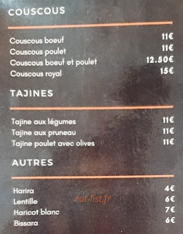 Restaurant Bledi — carte page 1