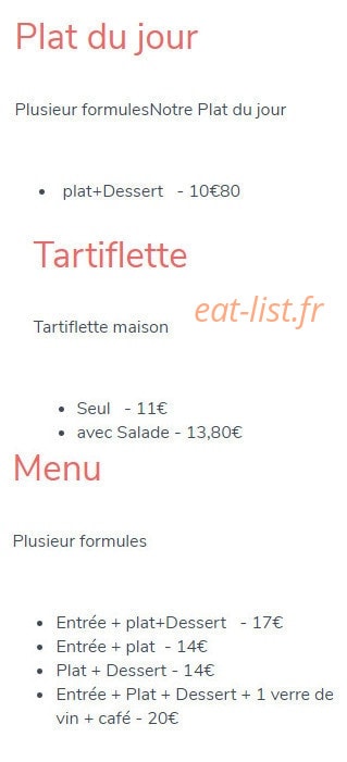Restaurant le 26 — carte page 1