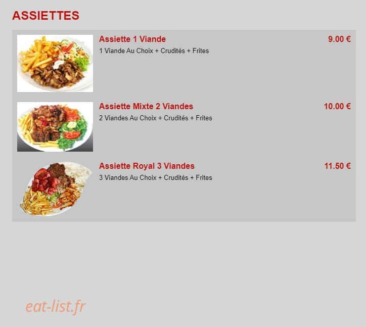 Le Chalet à Kébab — carte page 3