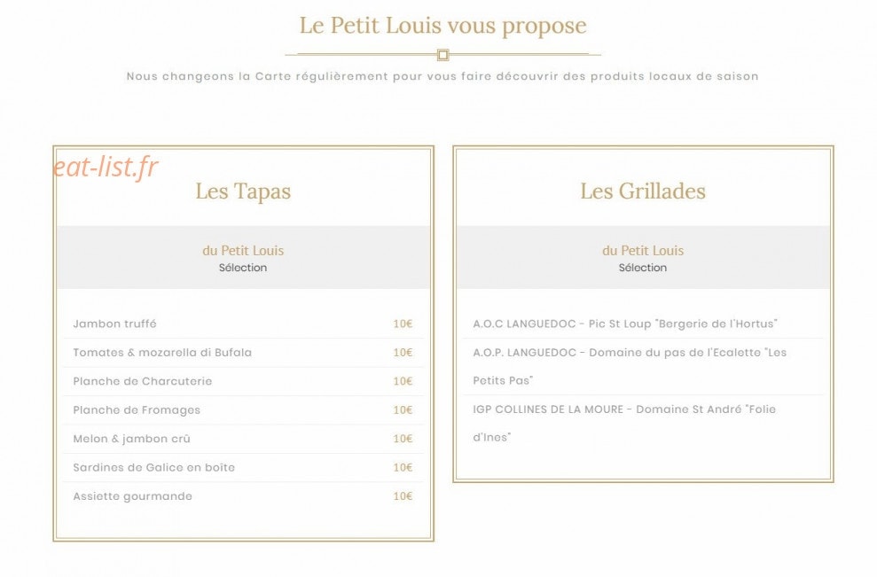 Le Petit Louis — carte page 1