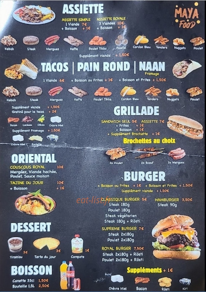 Maya food — carte page 1