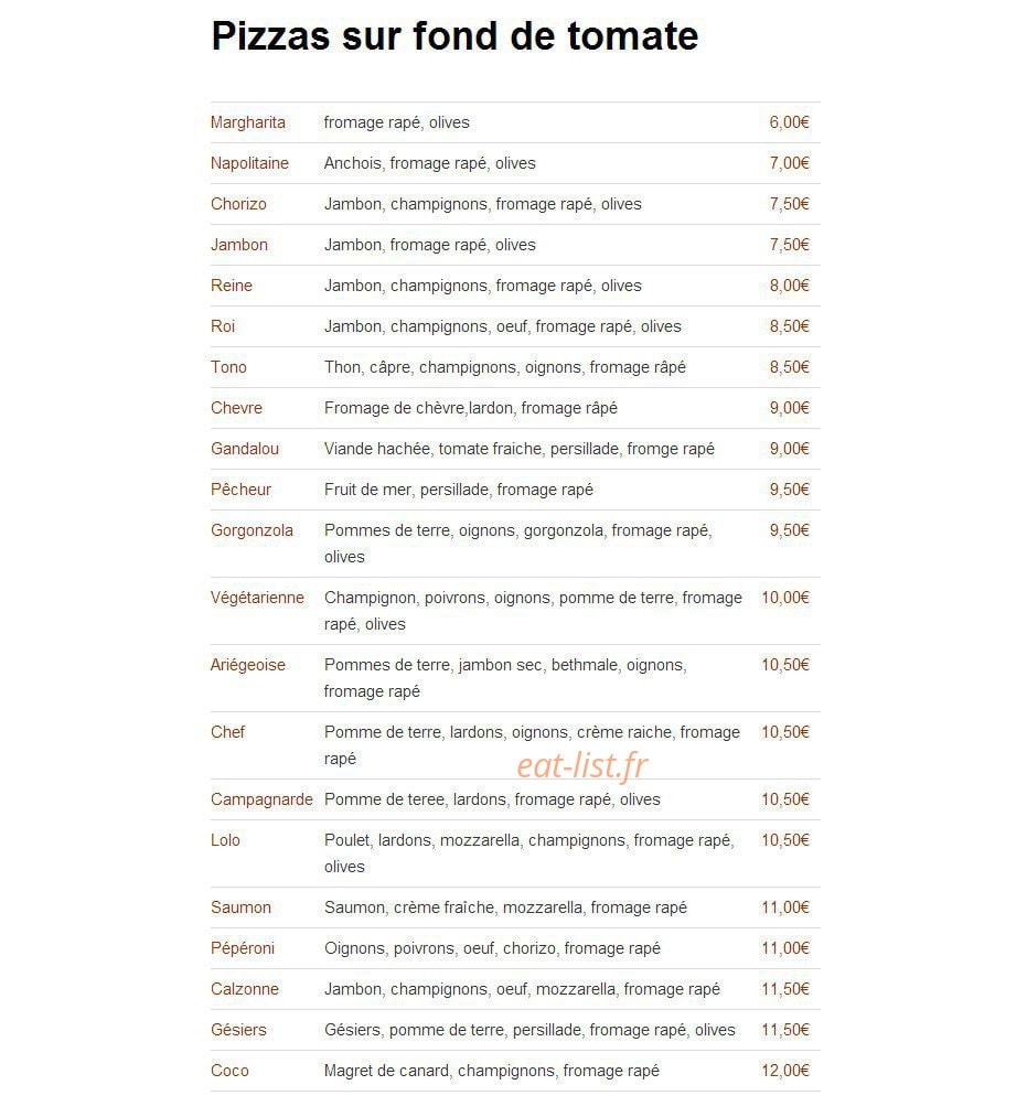 Pizza Peperoni — carte page 1