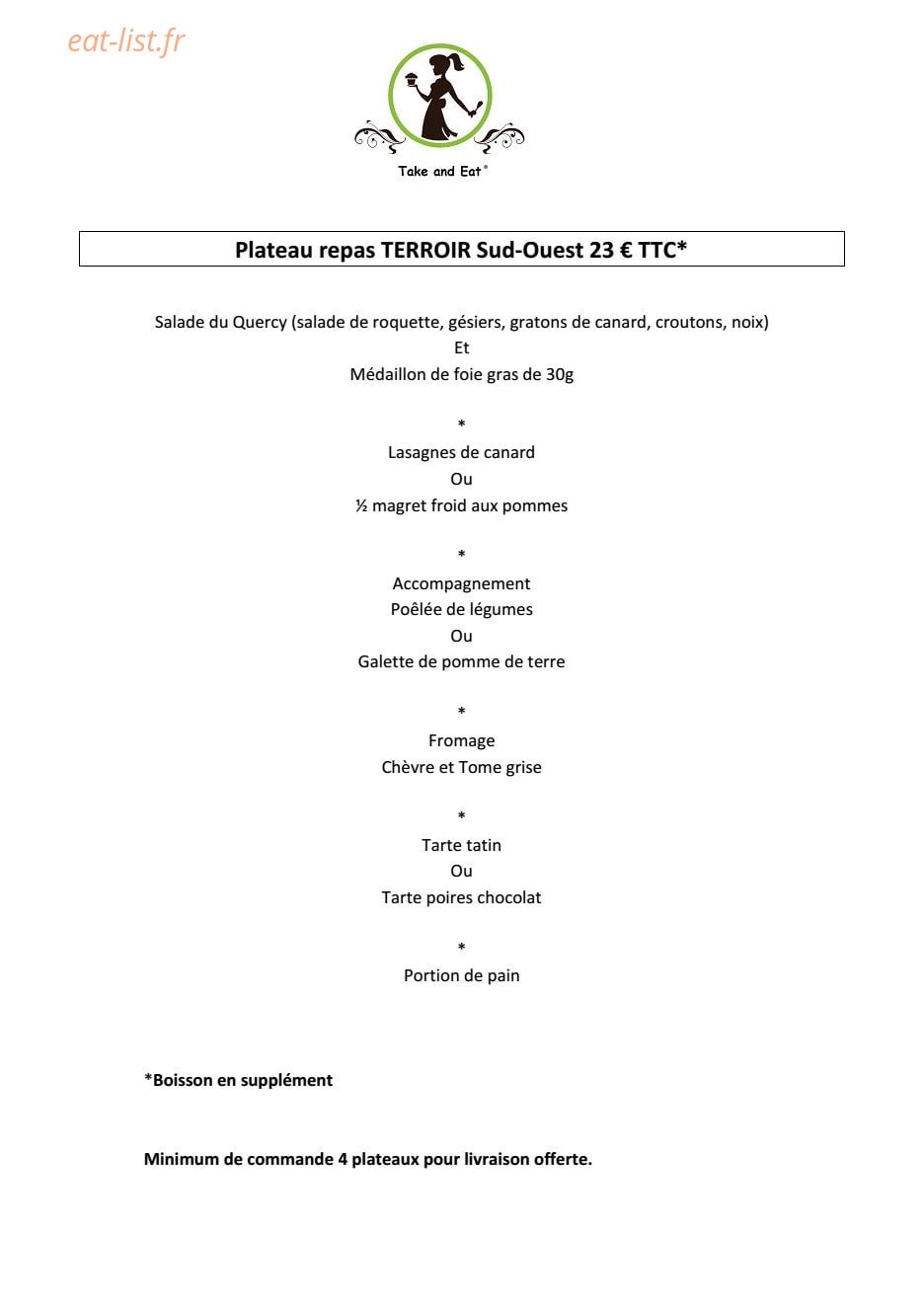 Take and Eat — carte page 3