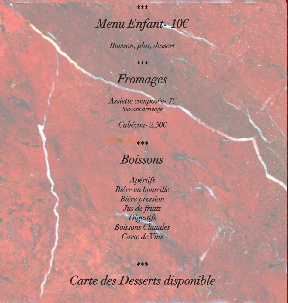 Auberge des Carmes — carte page 4