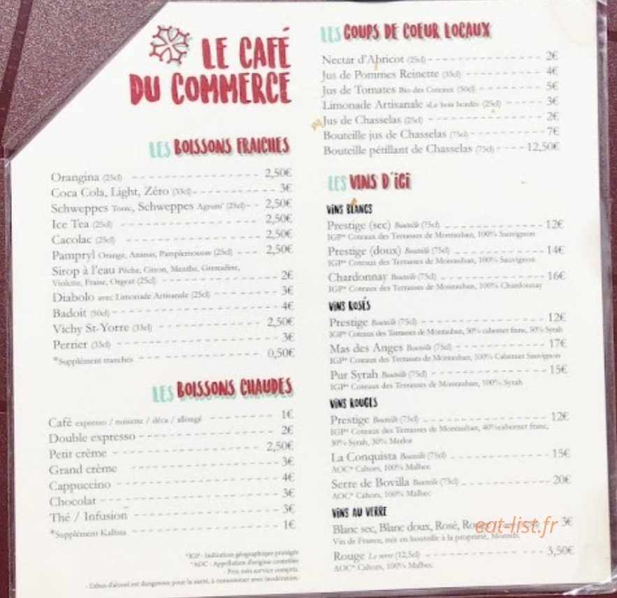 Cafe du commerce — carte page 2