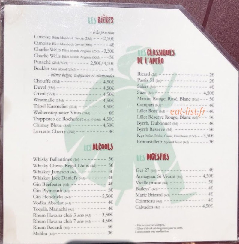 Cafe du commerce — carte page 1