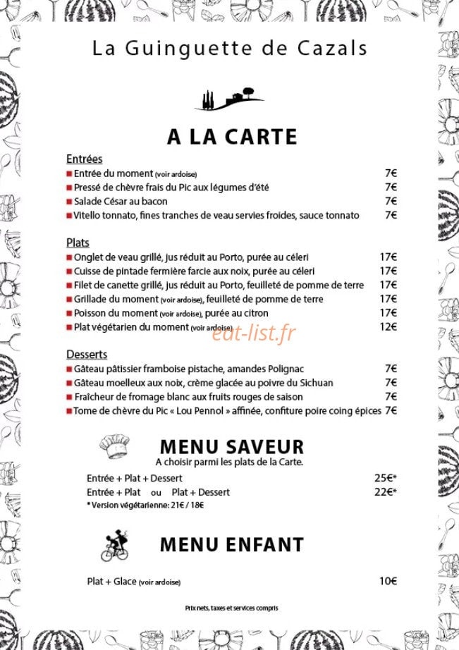 La Guinguette — carte page 1