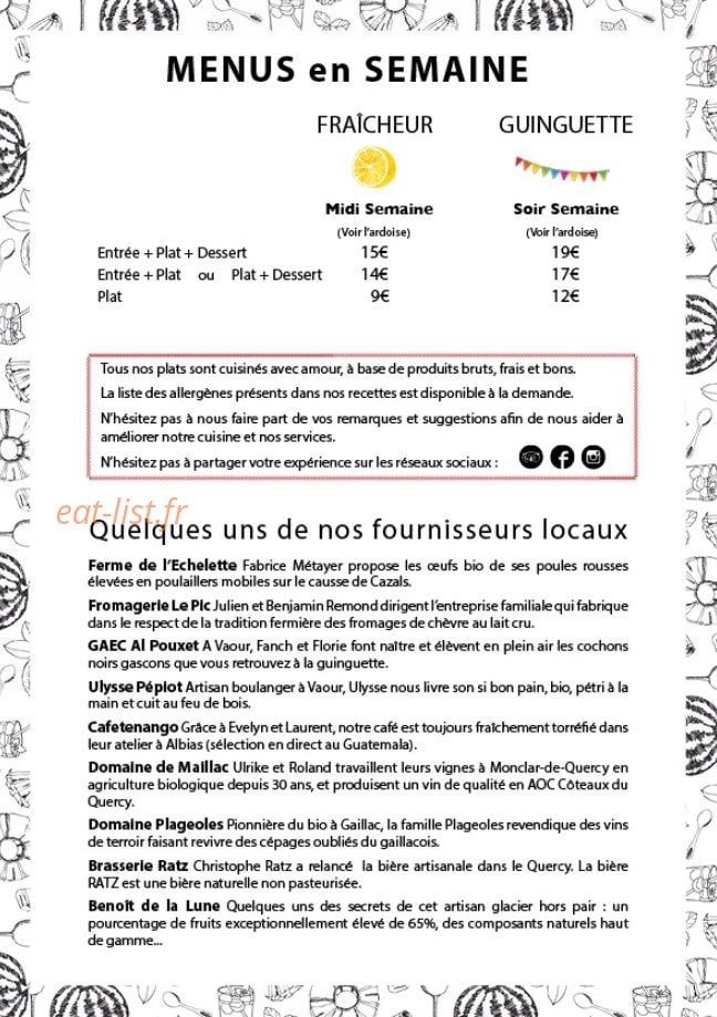 La Guinguette — carte page 2