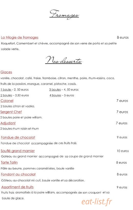 Le Restaurant Beffroi — carte page 2