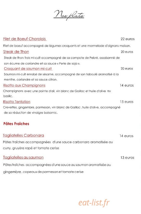Le Restaurant Beffroi — carte page 3