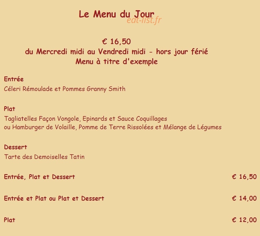 L'Auberge des Sens — carte page 1