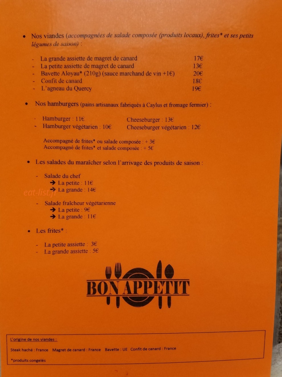 La fringale — carte page 2