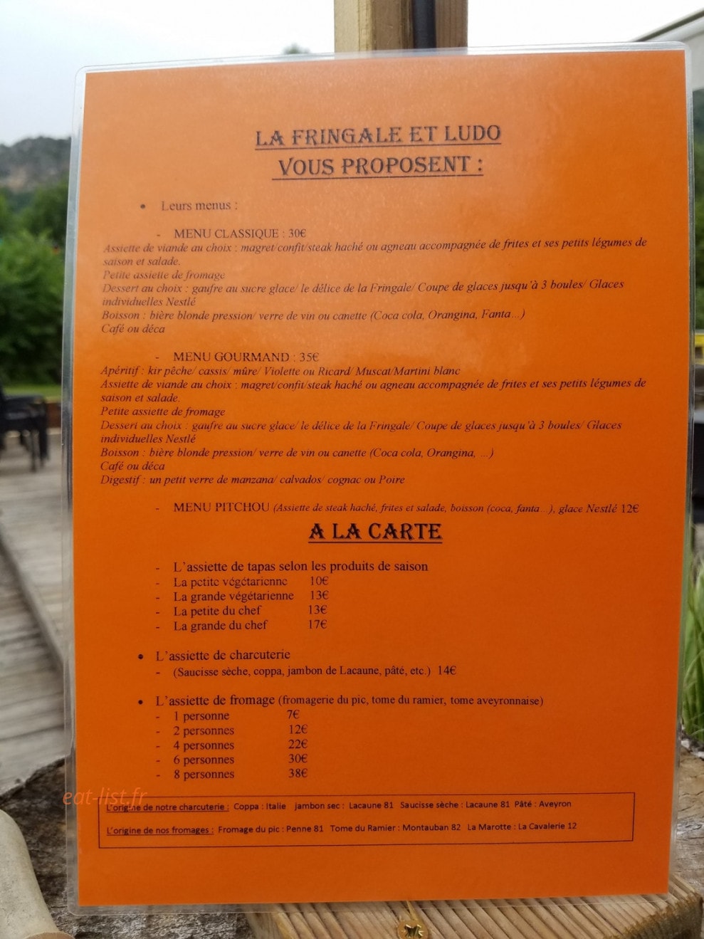 La fringale — carte page 1