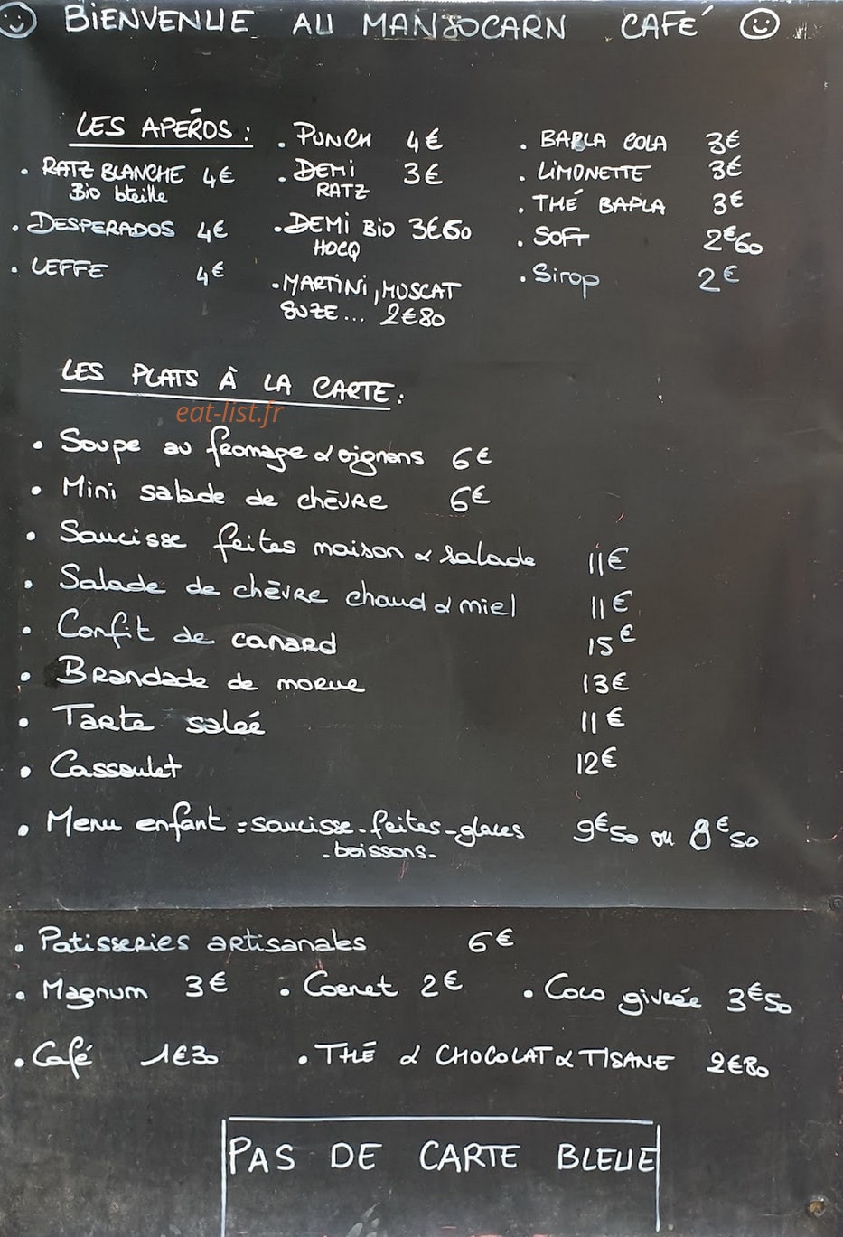 Manjocarn Café — carte page 1