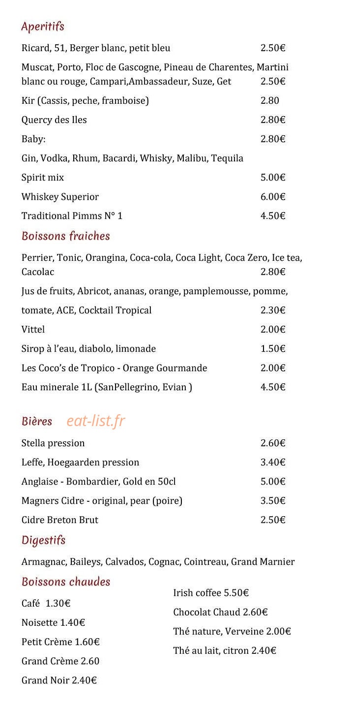 Cafe du Centre — carte page 6