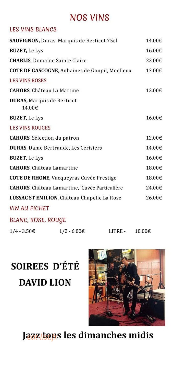 Cafe du Centre — carte page 5